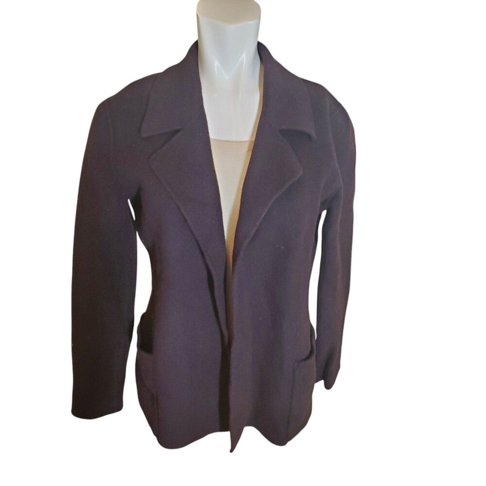 Anne Klein Vintage Deep Purple Wool Shacket Sweater Jacket Sz M/L